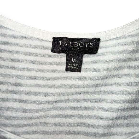TALBOTS Pima Cotton Blend Tank - Paloma Stripe - Grey Sky Heather/White Plus 1X - Picture 5 of 12